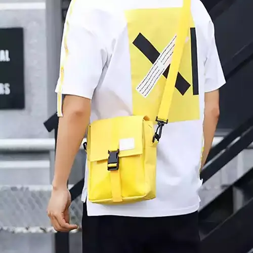 Stylish Multi-Functional Yellow Crossbody Bag with Buckle Closure